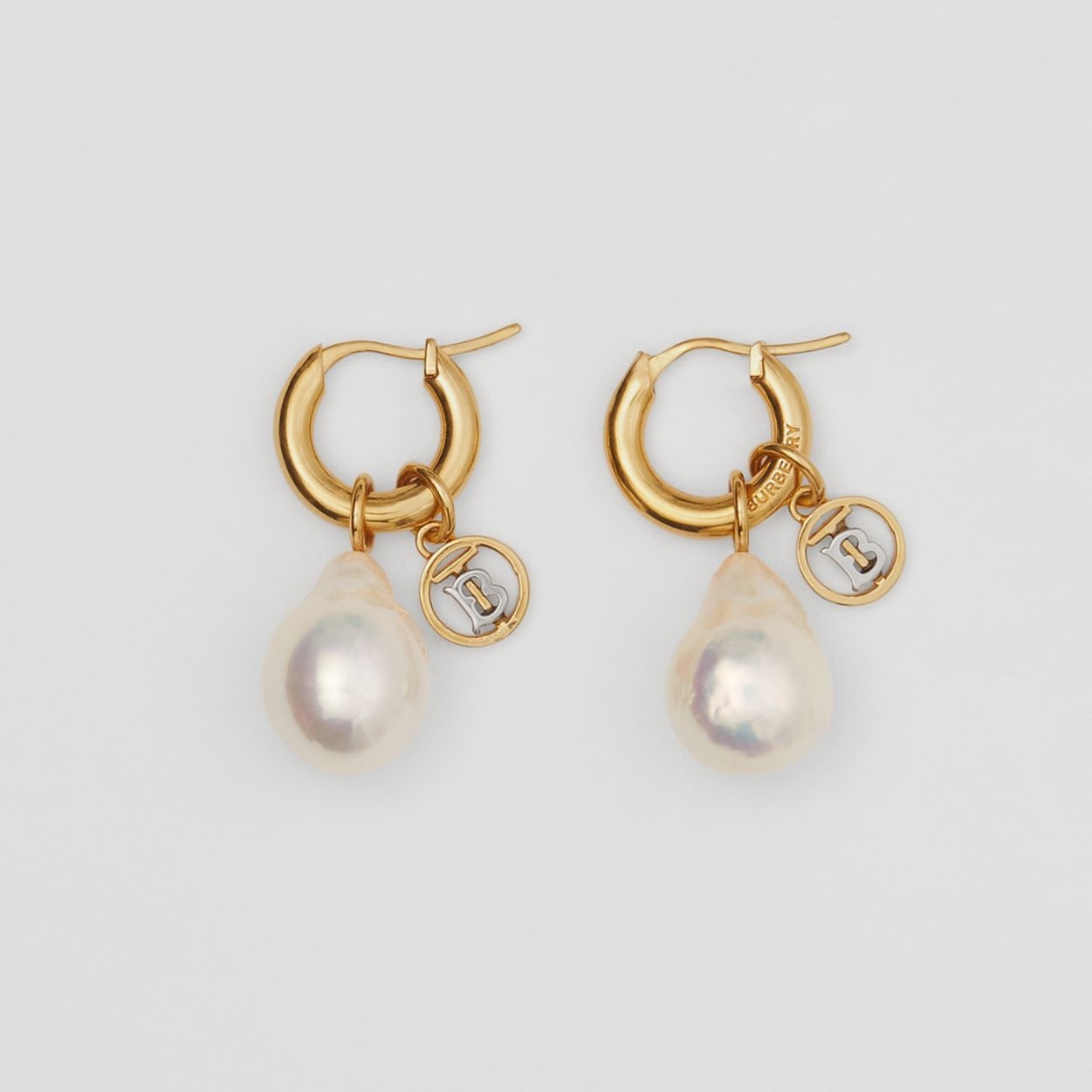 Pearl Detail Gold-plated Hoop Earrings - 1