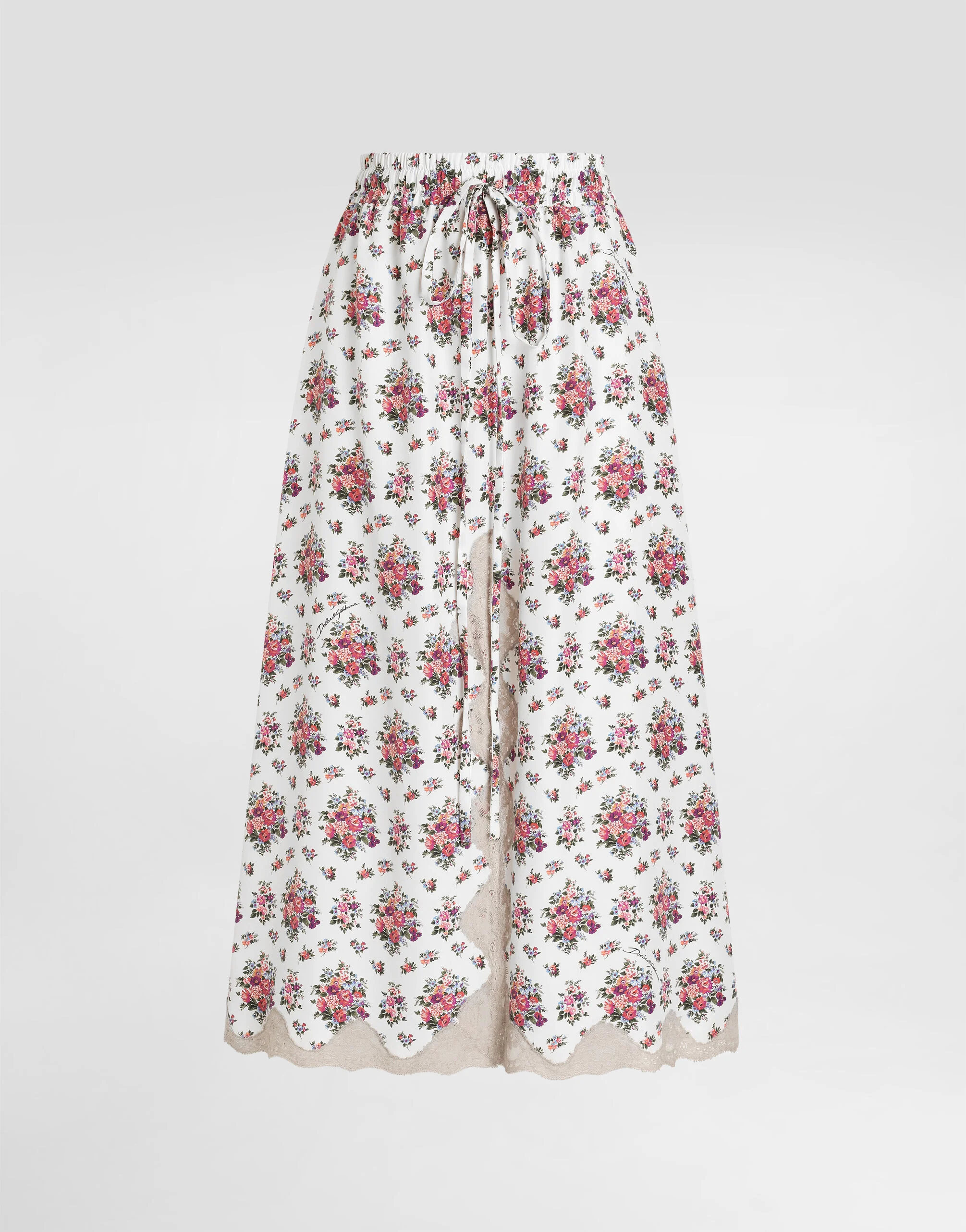 Small flower bouquets-print midi skirt - 1