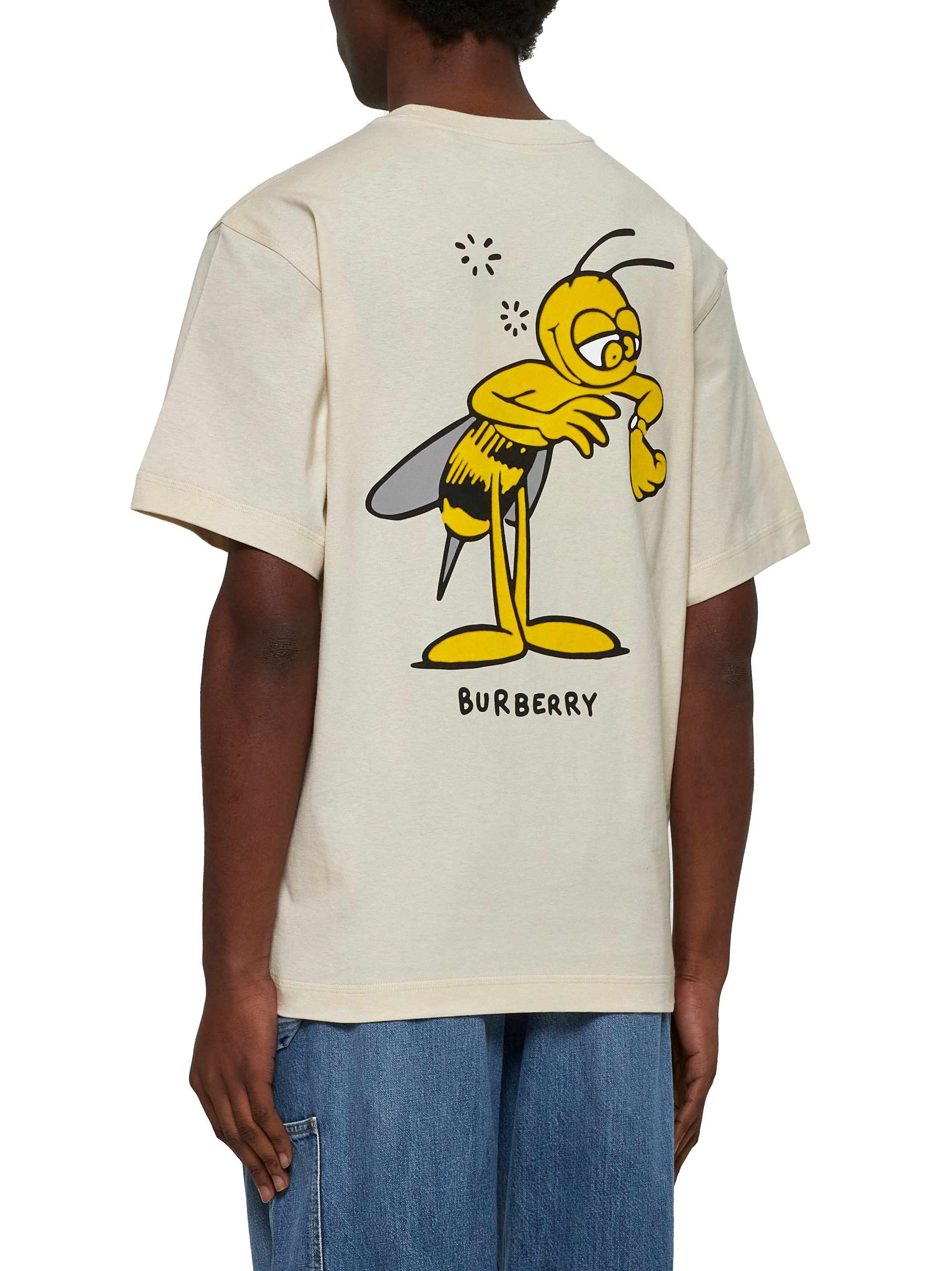 Beige cotton bee print T-shirt - 3