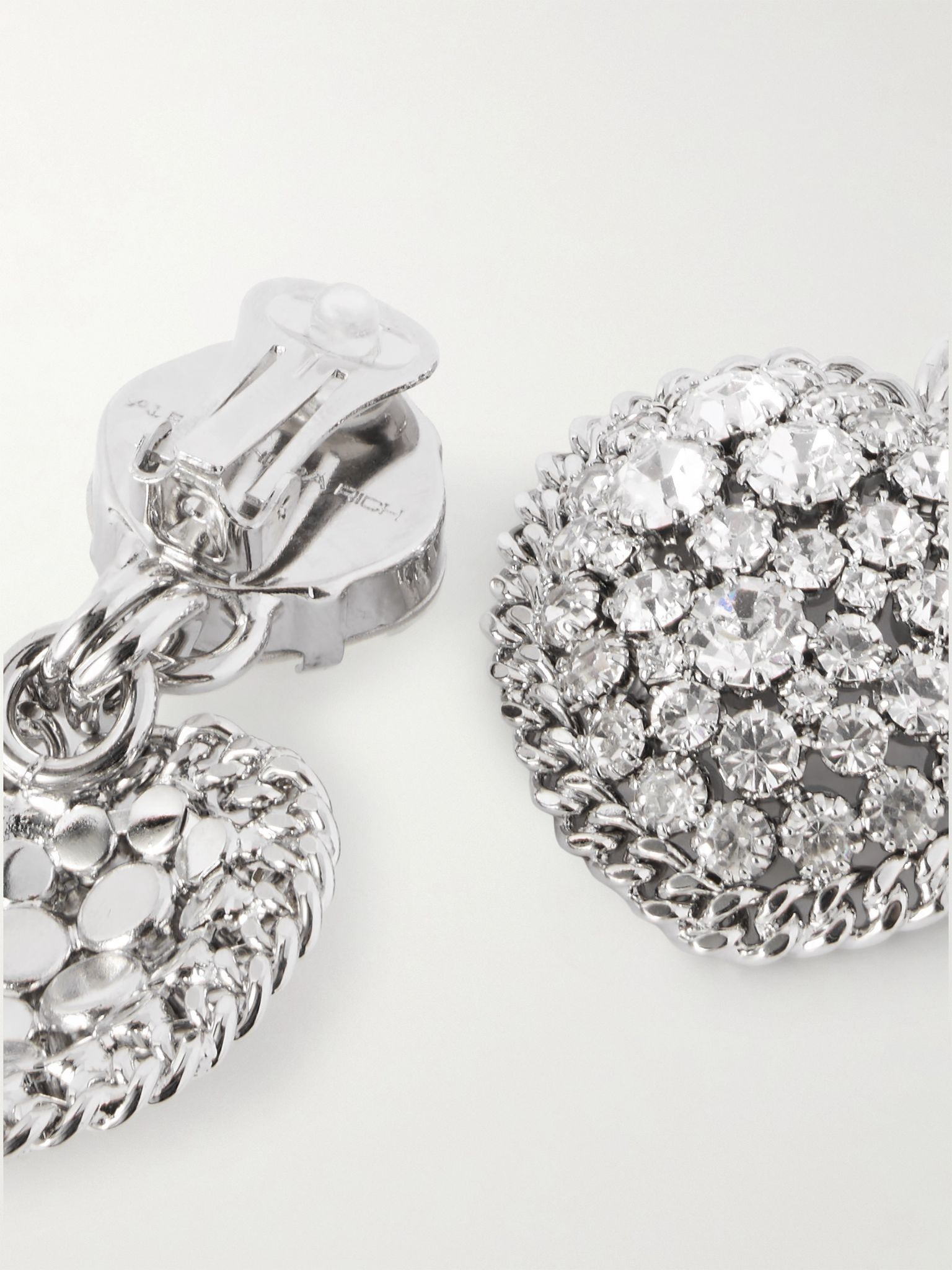 Silver-tone crystal clip earrings Silver - 3