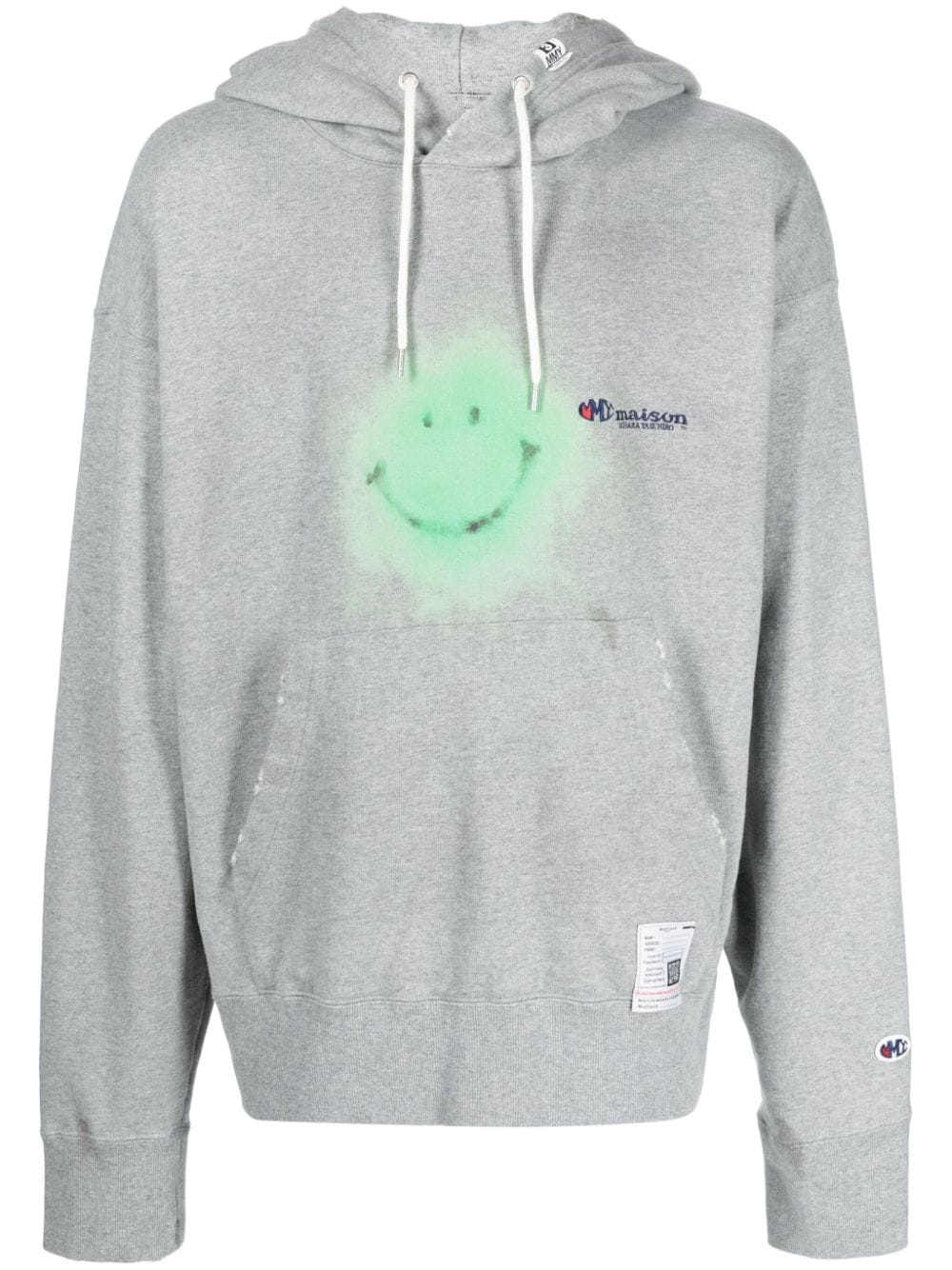 smiley face-print cotton hoodie - 1