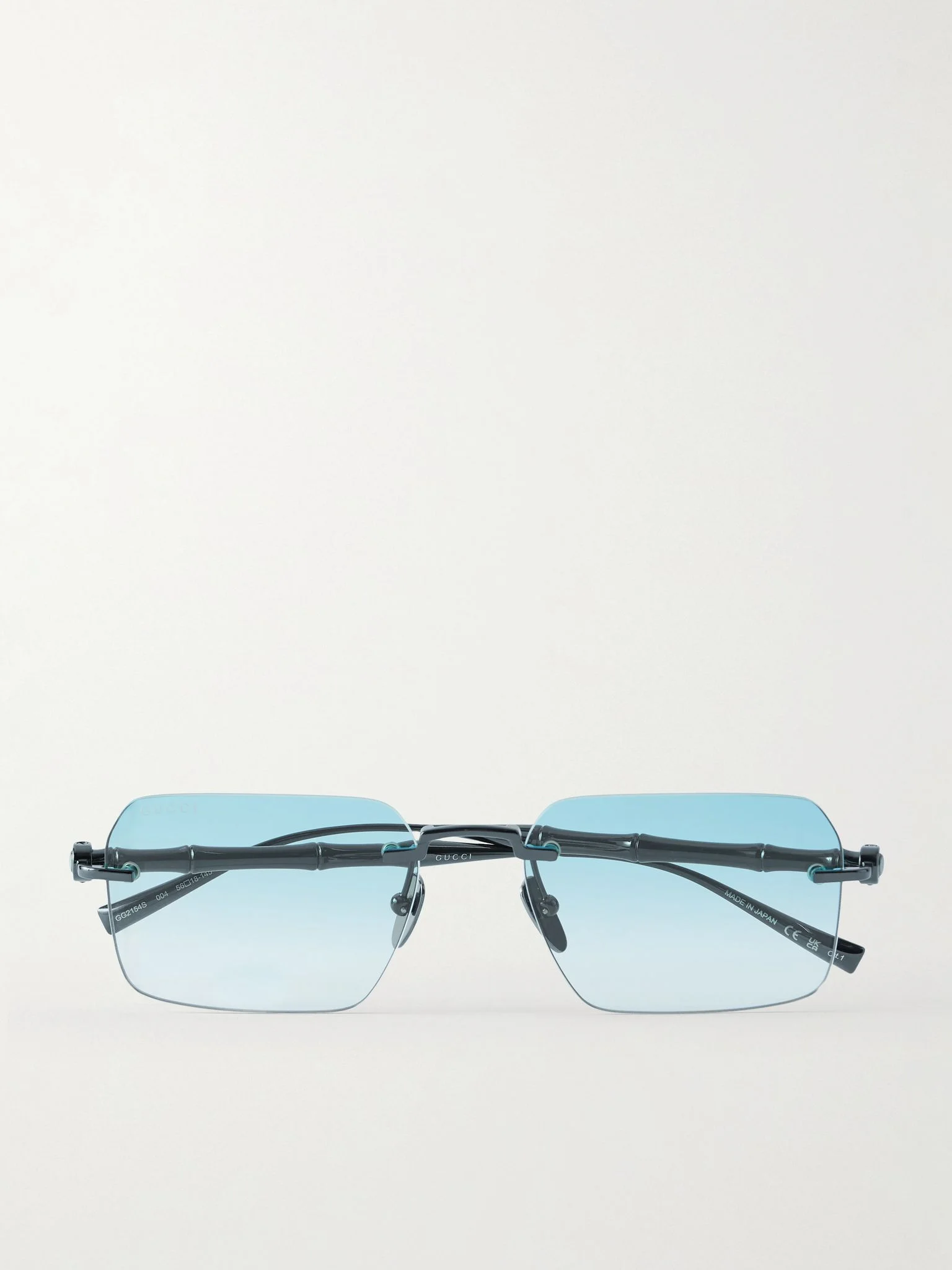 Bamboo Rimless Square-Frame Metal Sunglasses Green - 1