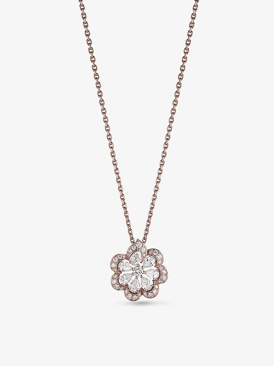 Precious Lace Frou-Frou 18ct rose-gold and 1.04ct round-cut diamond pendant necklace - 1