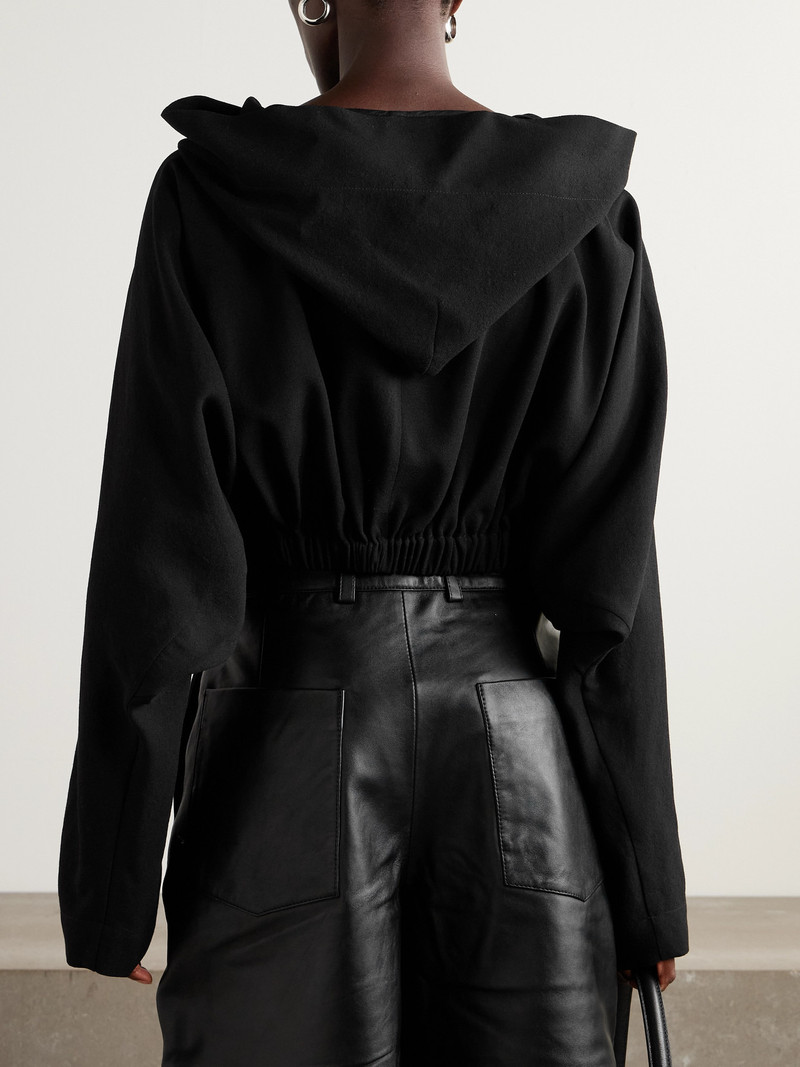 Cropped Wool-crepe Hoodie 3