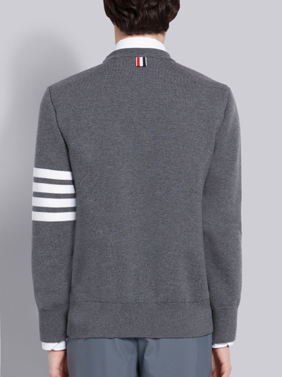 Thom Browne Light Grey Ripstop Fine Merino Milano Stitch 4-Bar Stripe Pullover outlook