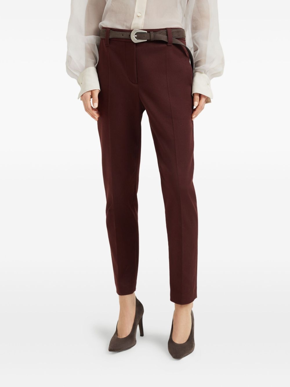 button-fastening stretch-cotton trousers - 3