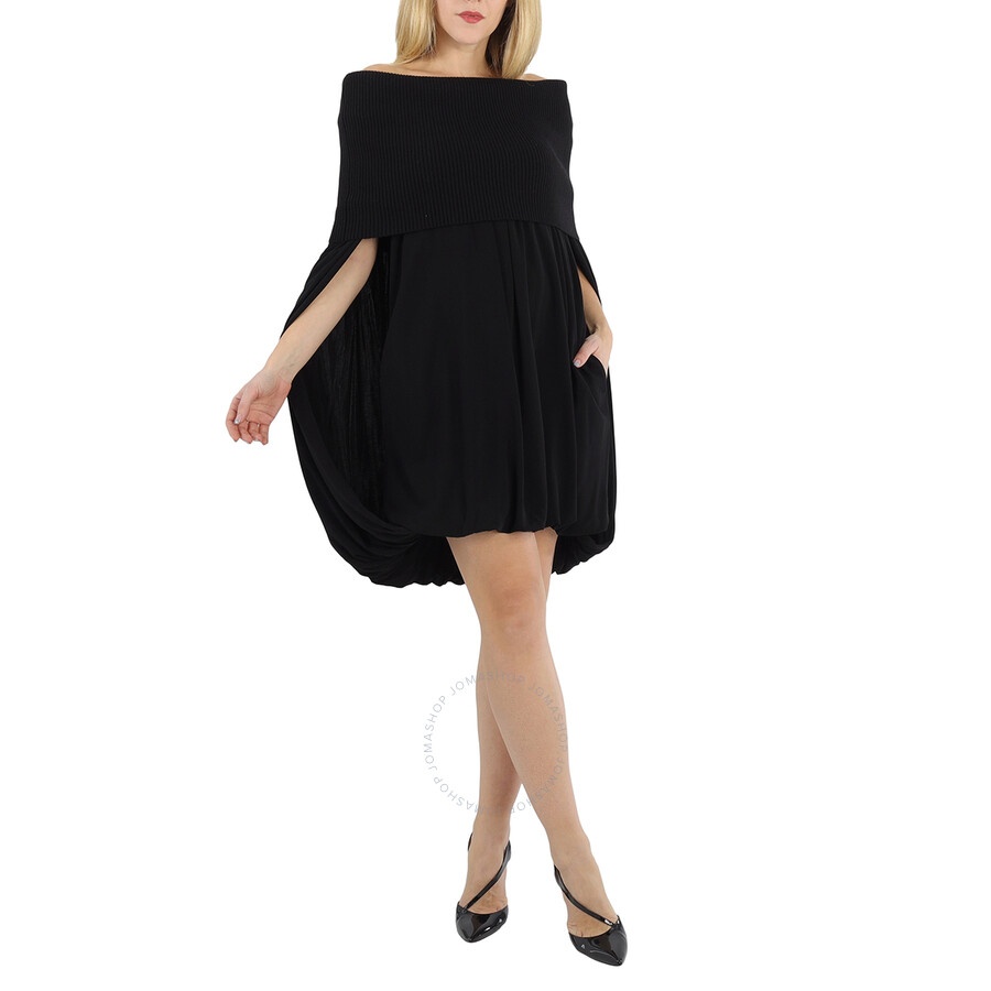 Burberry Black Wool And Crepe Off-the-shoulder Dress - 4
