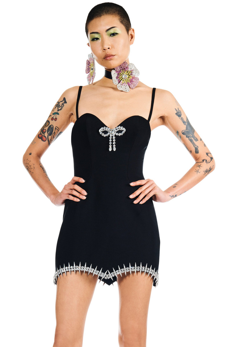 CRYSTAL SPIKE MINI DRESS - 1