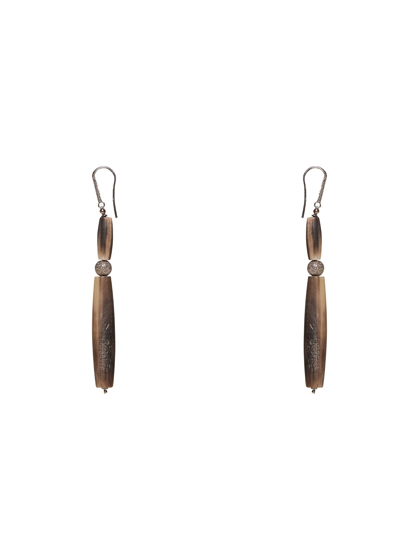 Horn drop earrings with silver bead - 2
