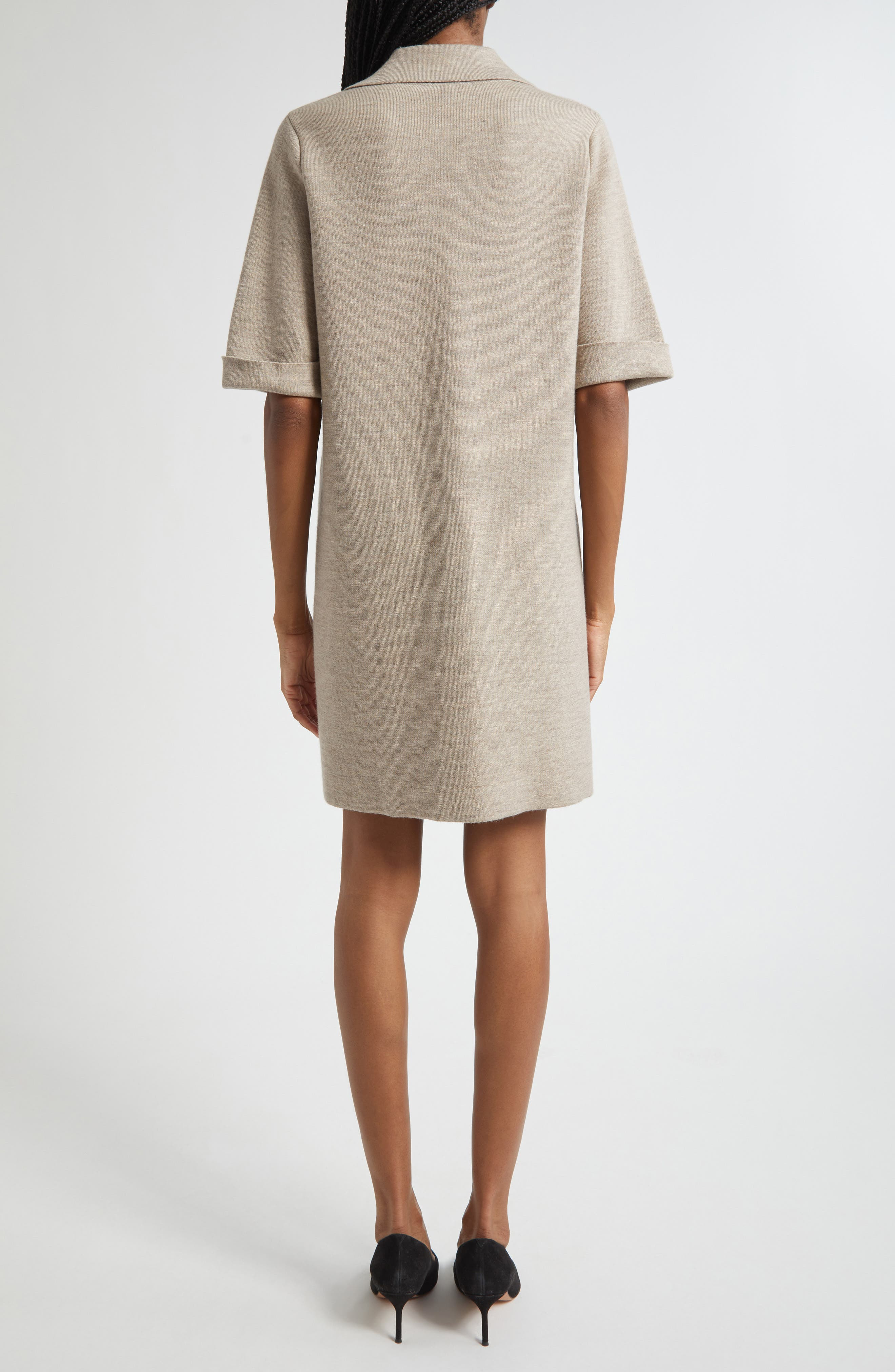 Veronica Beard Madden Merino Wool Half Placket Sweater Dress in Oatmeal Melange at Nordstrom - 2
