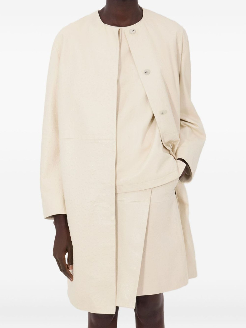 single-breasted collarless coat 5