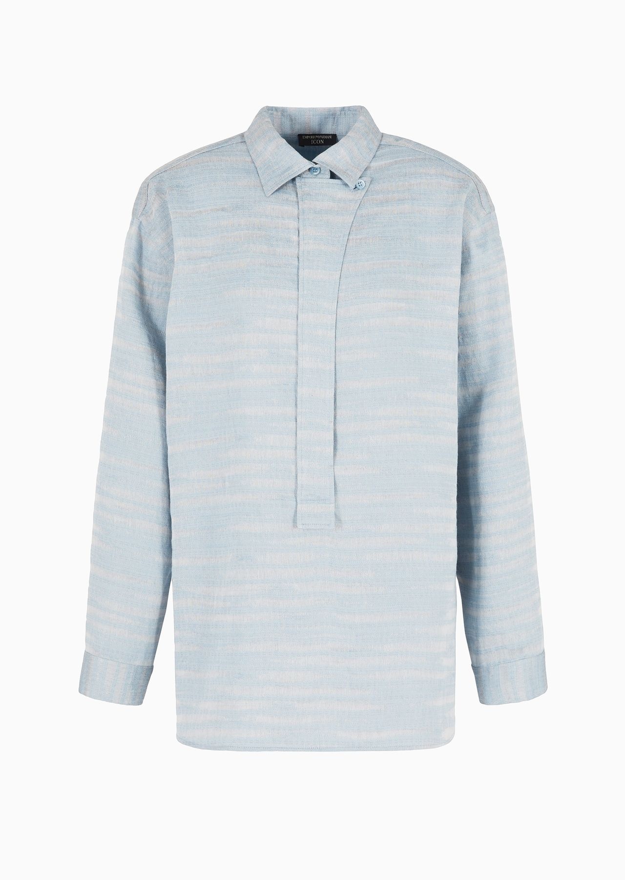 Icon linen-blend shirt with wavy jacquard motif - 1