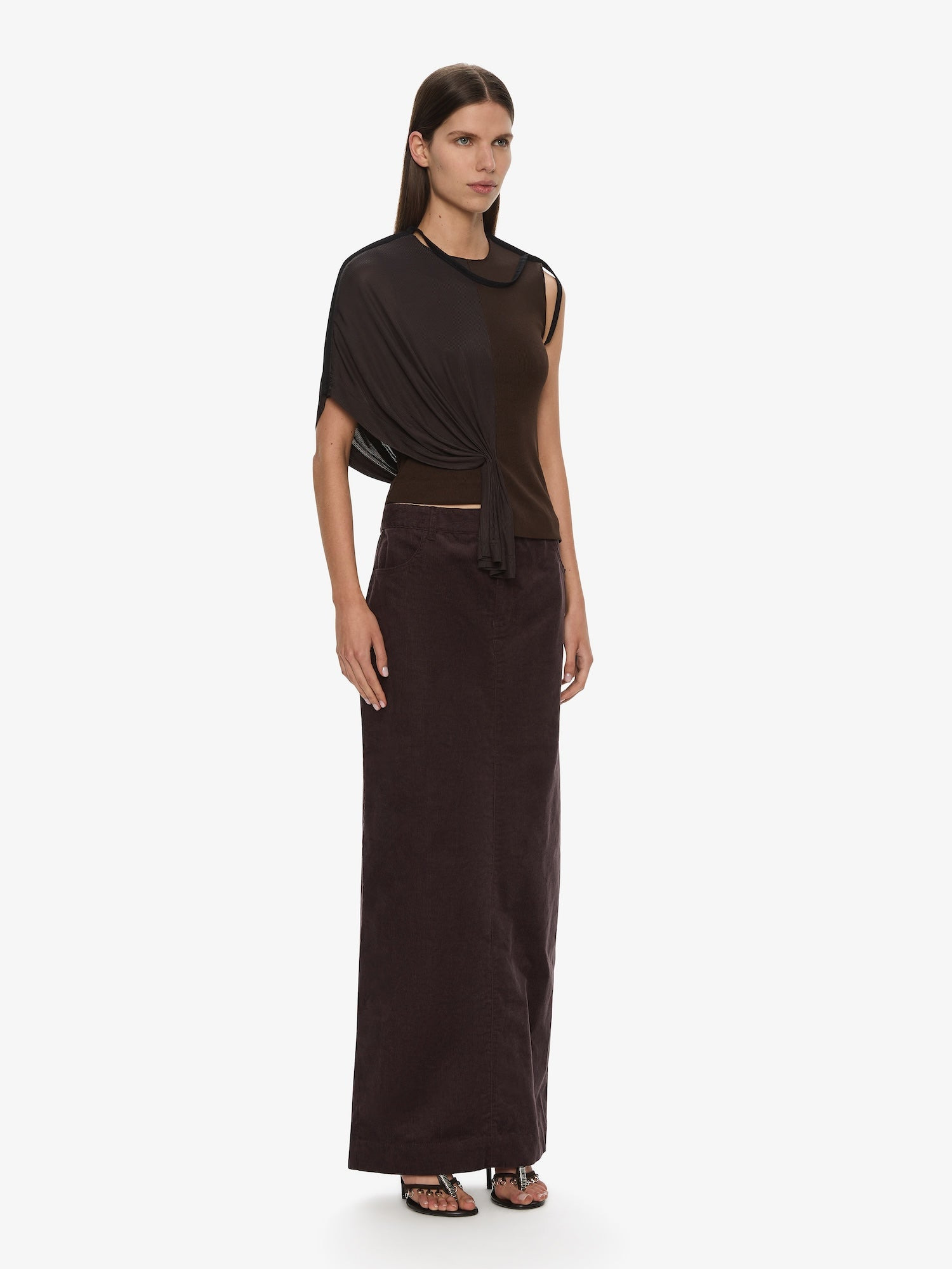 Corduroy Tailored Column Skirt - 2
