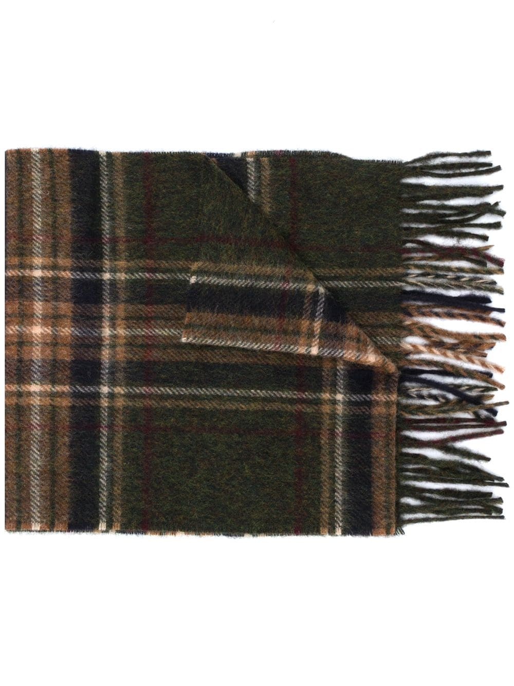 plaid-pattern knitted scarf - 1