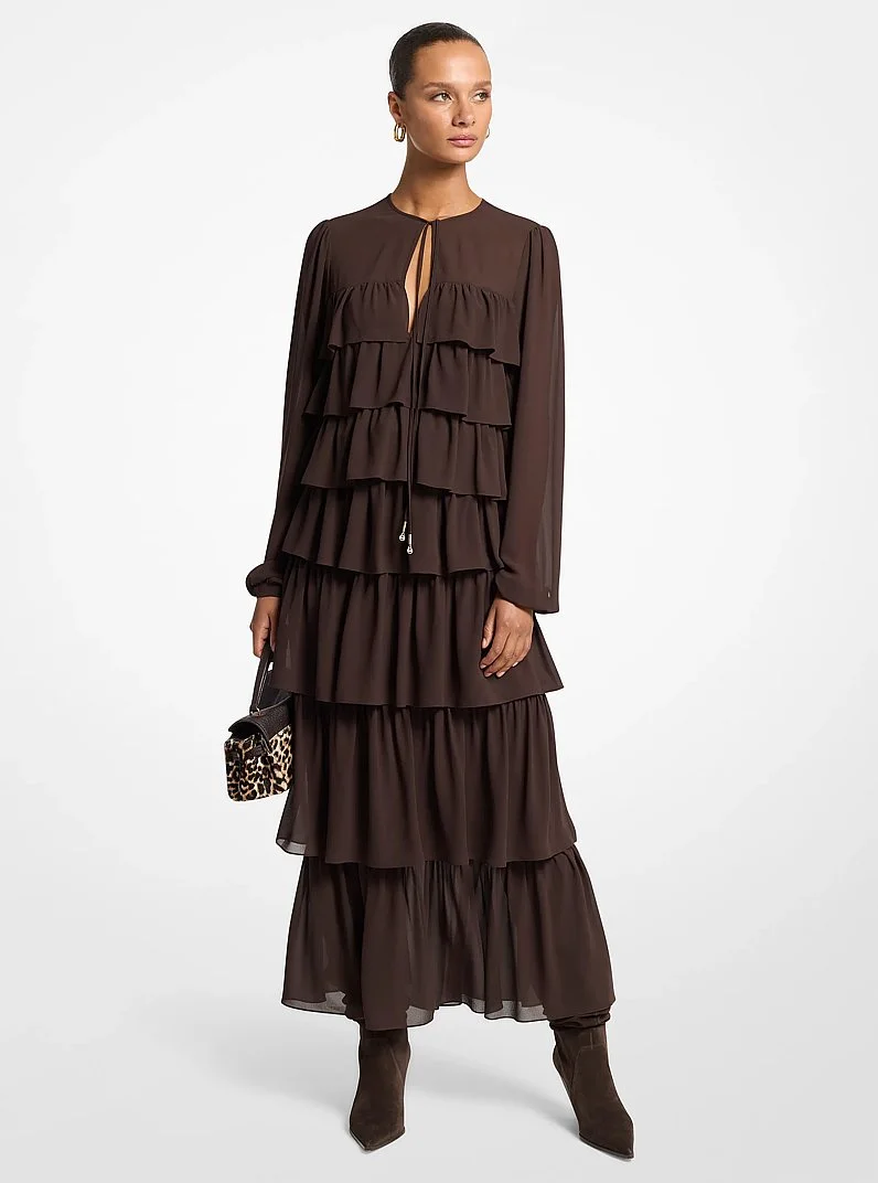 Ruffled Georgette Maxi Dress - 1