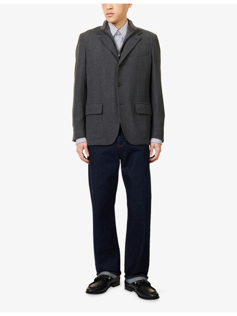 CORNELIANI Single-Breasted Stand-Collar Wool-Cashmere Blend Jacket outlook
