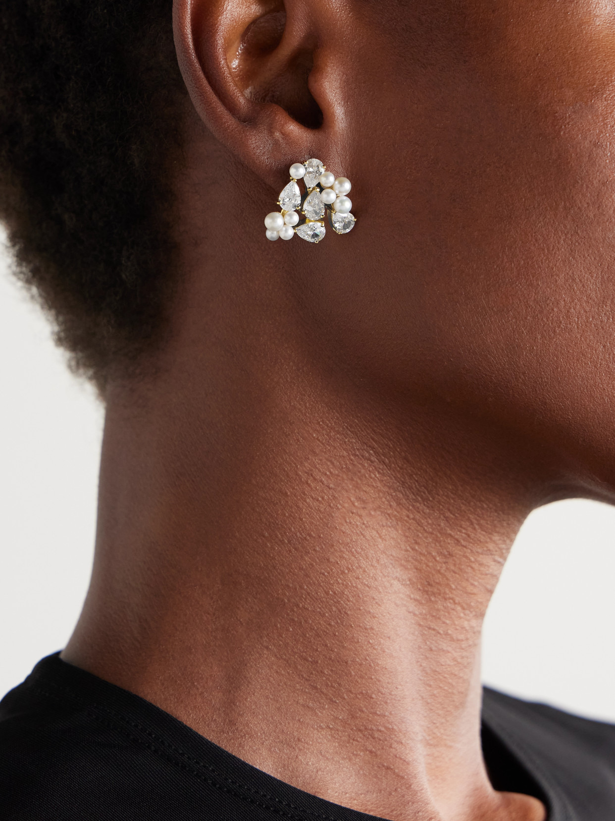 Gold-plated Recycled Silver, Cubic Zirconia And Pearl Earrings - 2