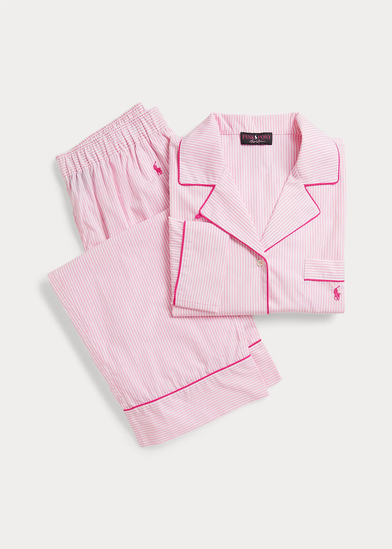 Pink Pony Striped Poplin Pajama Set 1