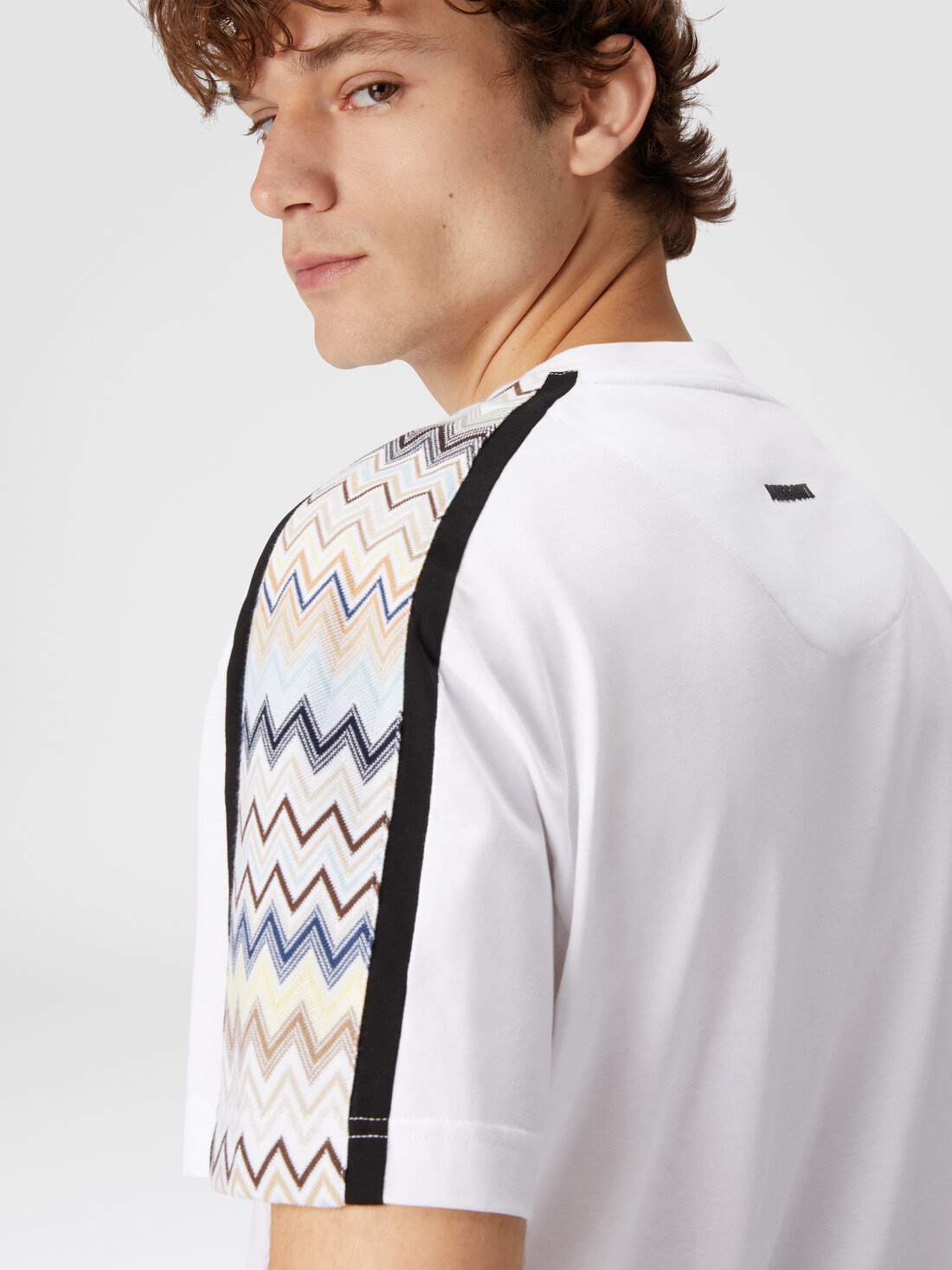 Cotton jersey T-shirt with zigzag inserts - 4