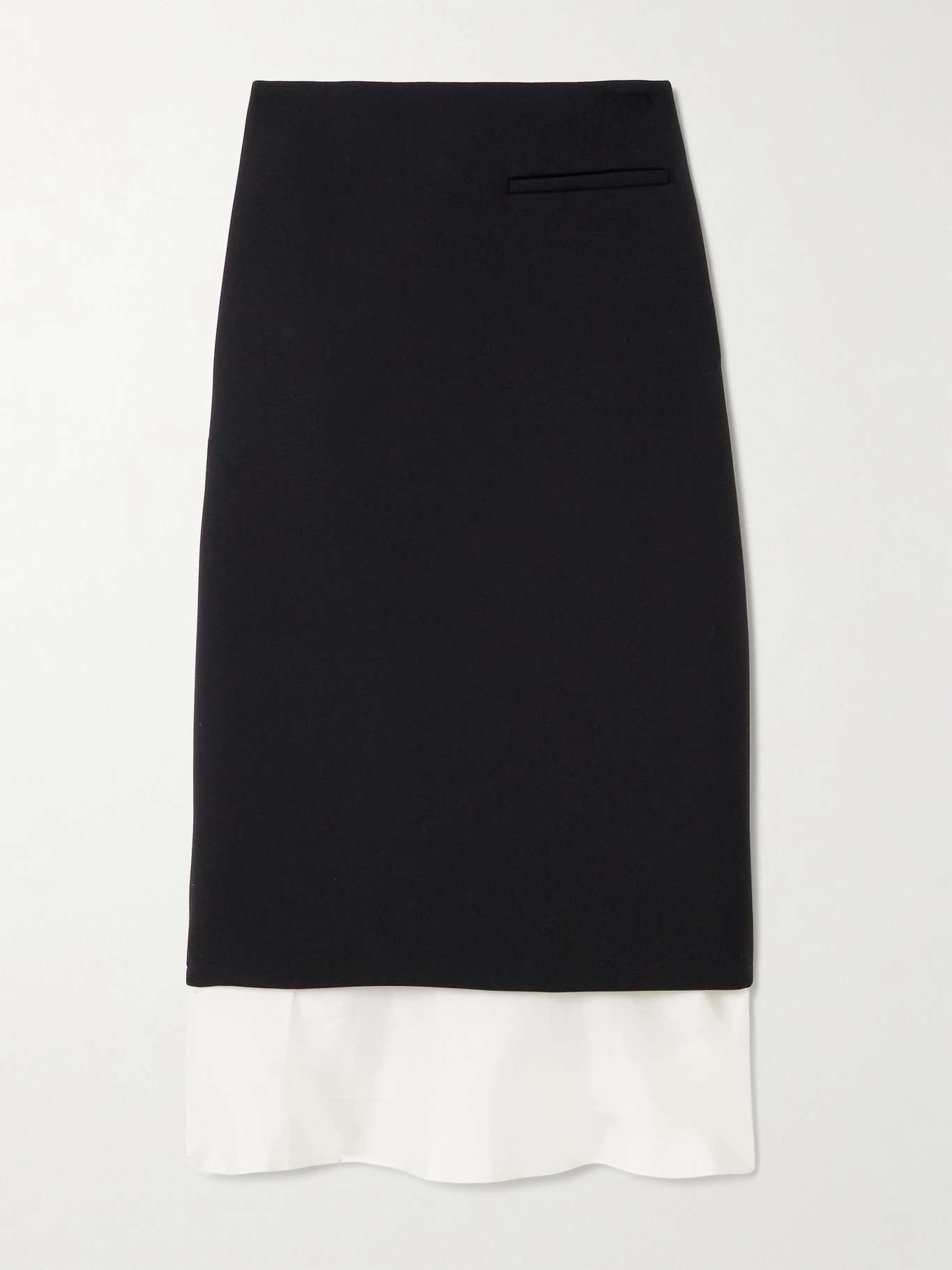 Silk-trimmed wool-blend midi skirt Black - 1