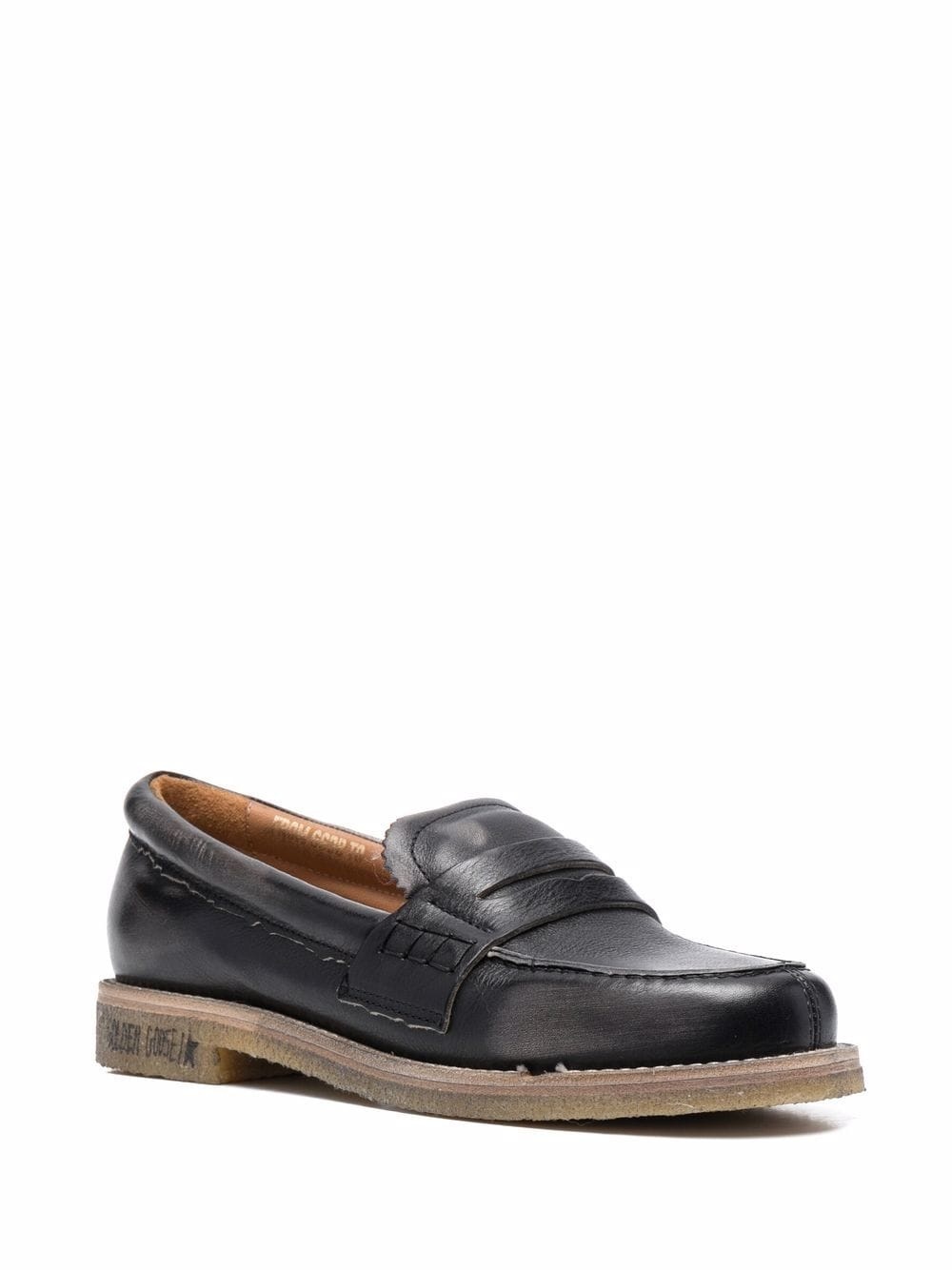 distressed effect logo-print loafers - 2