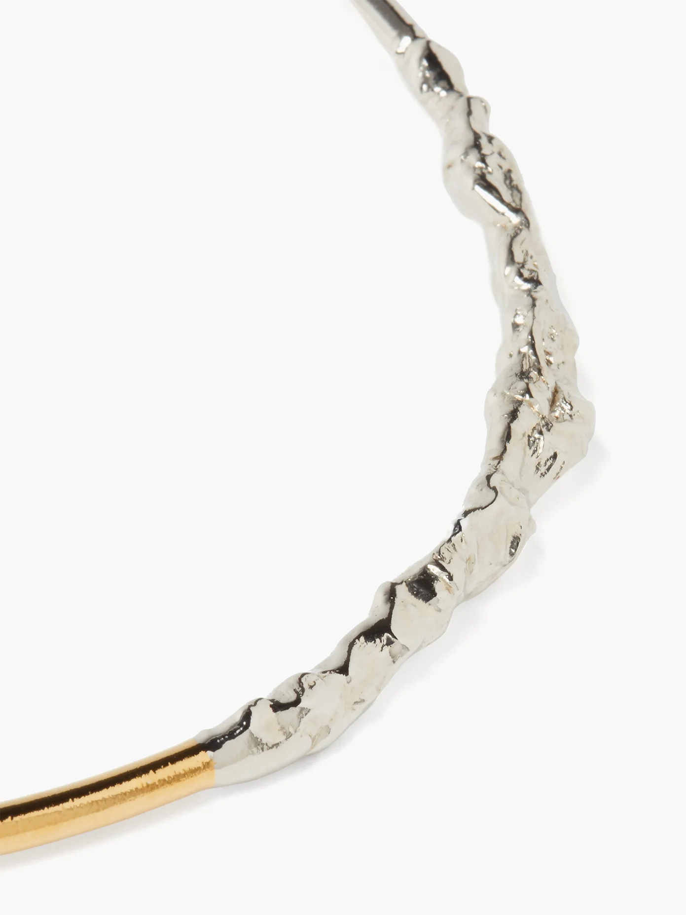 Stone-ornament two-tone metal choker - 3