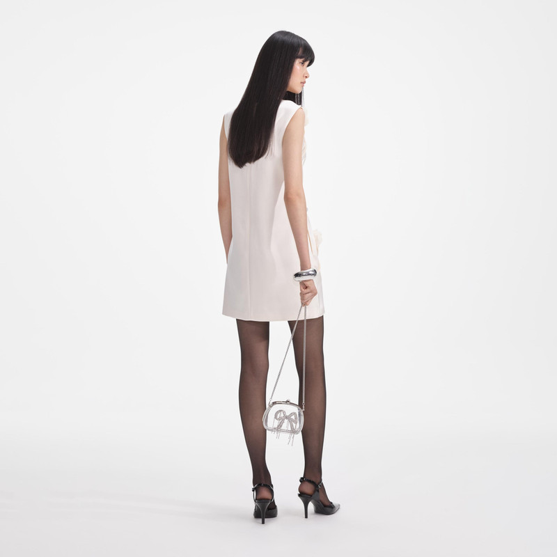 self-portrait Cream 3D Flower Satin Mini Dress outlook