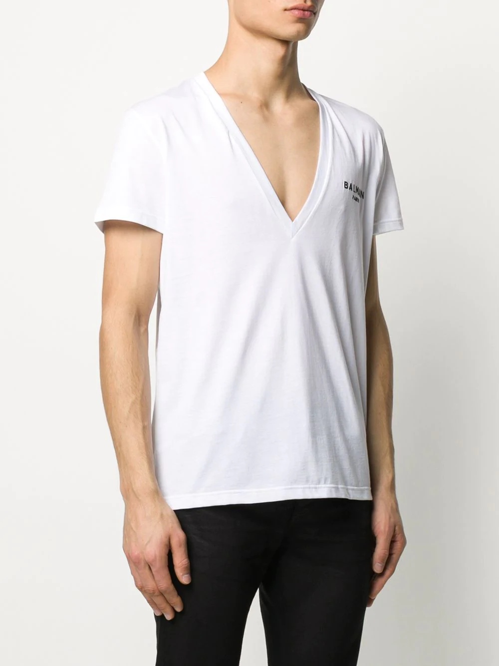 plunge neck T-shirt - 3