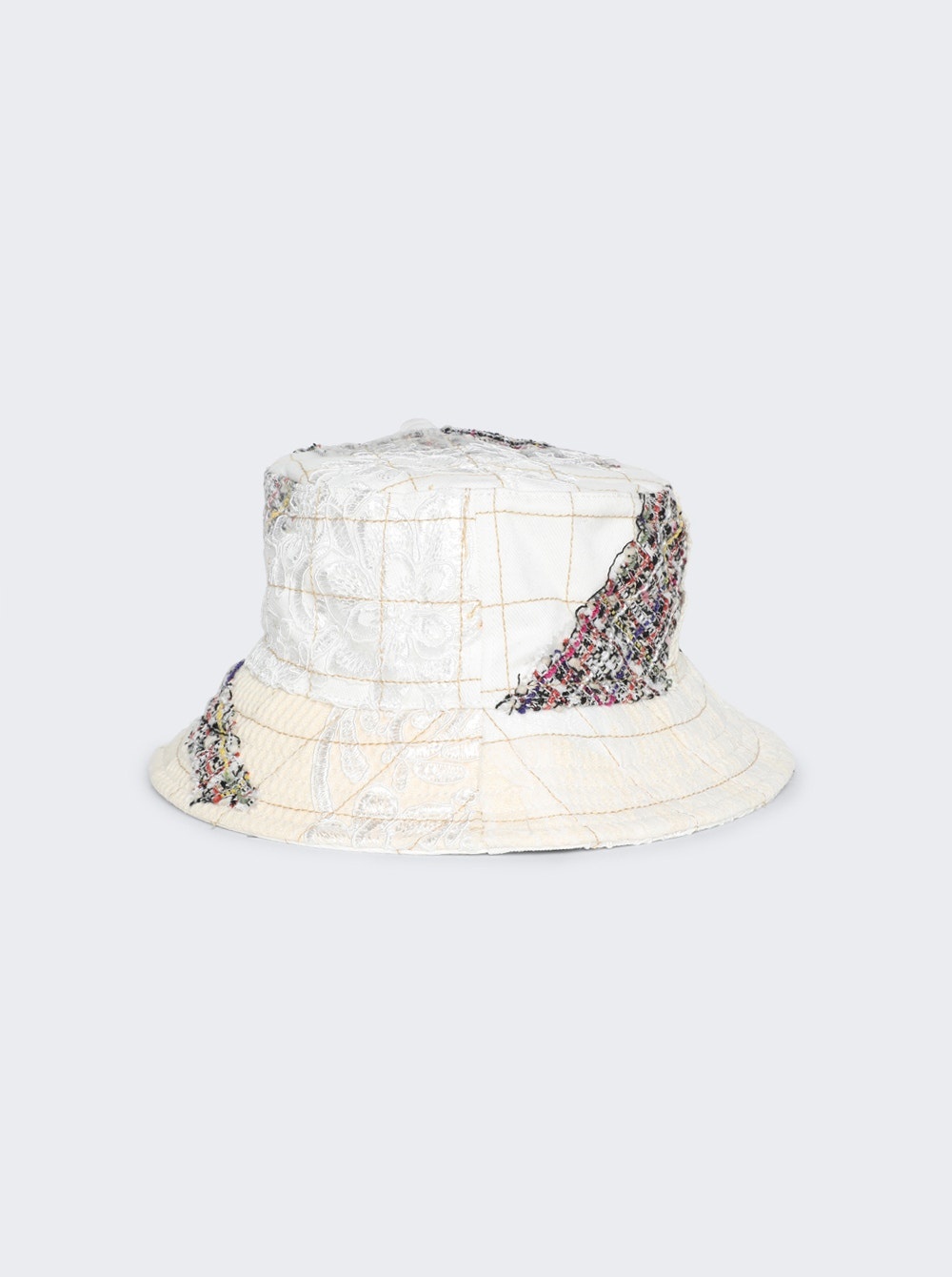 Tweed Patchwork Bucket Hat Cloud - 2