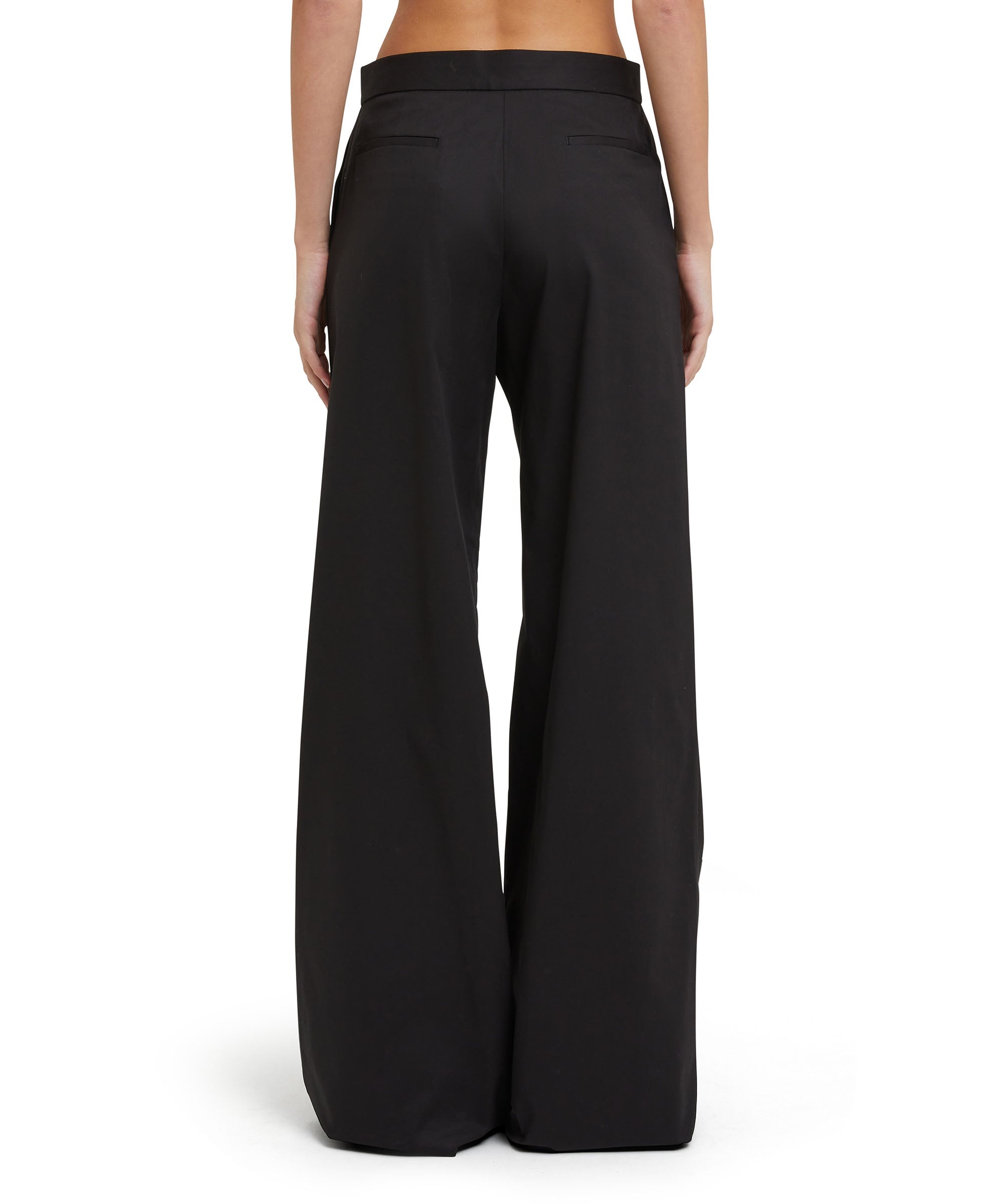 Stretch cotton gabardine roomy pants with embroidered beads - 3