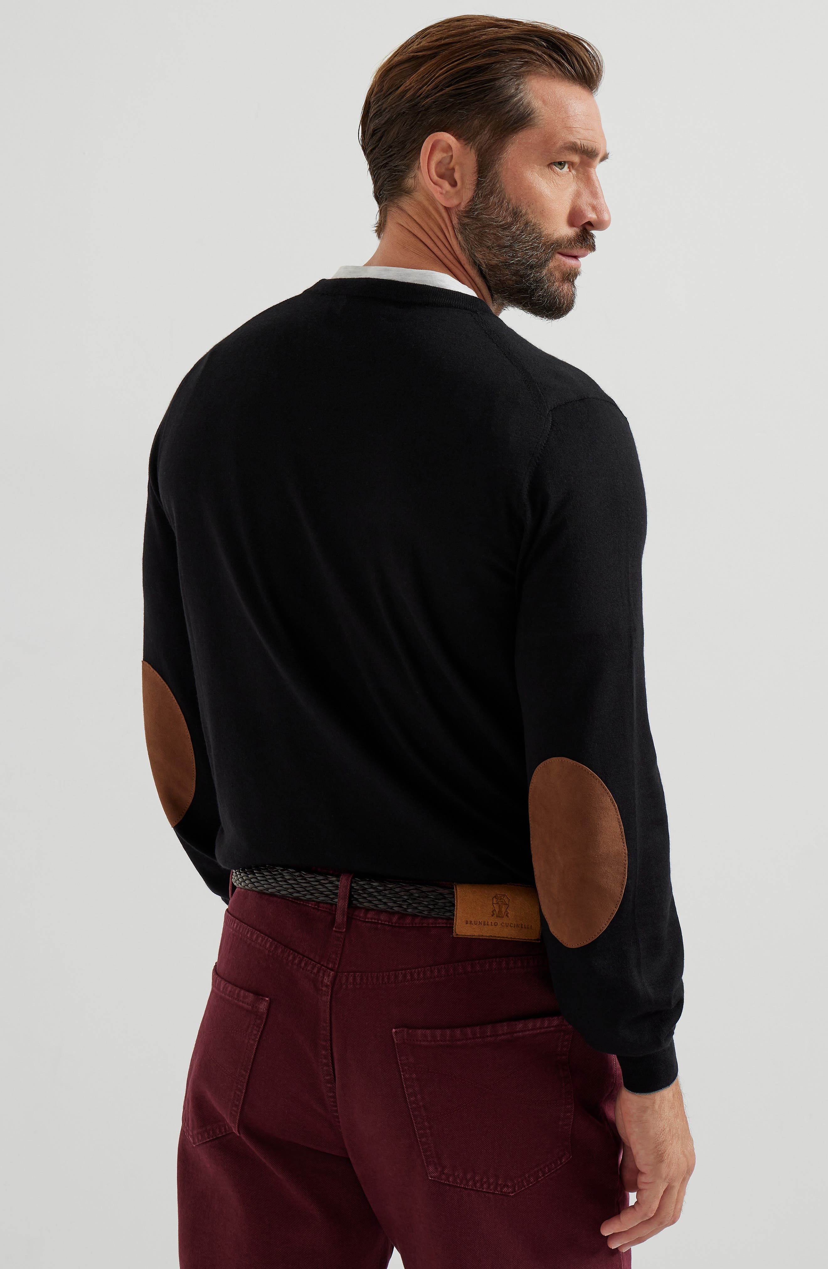 Brunello Cucinelli Lightweight sweater with patches in Black at Nordstrom - 3