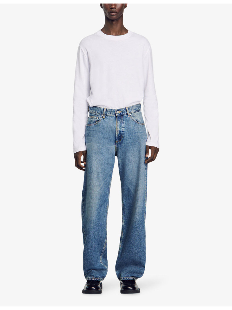 Sandro Faded-wash straight-leg relaxed-fit jeans outlook