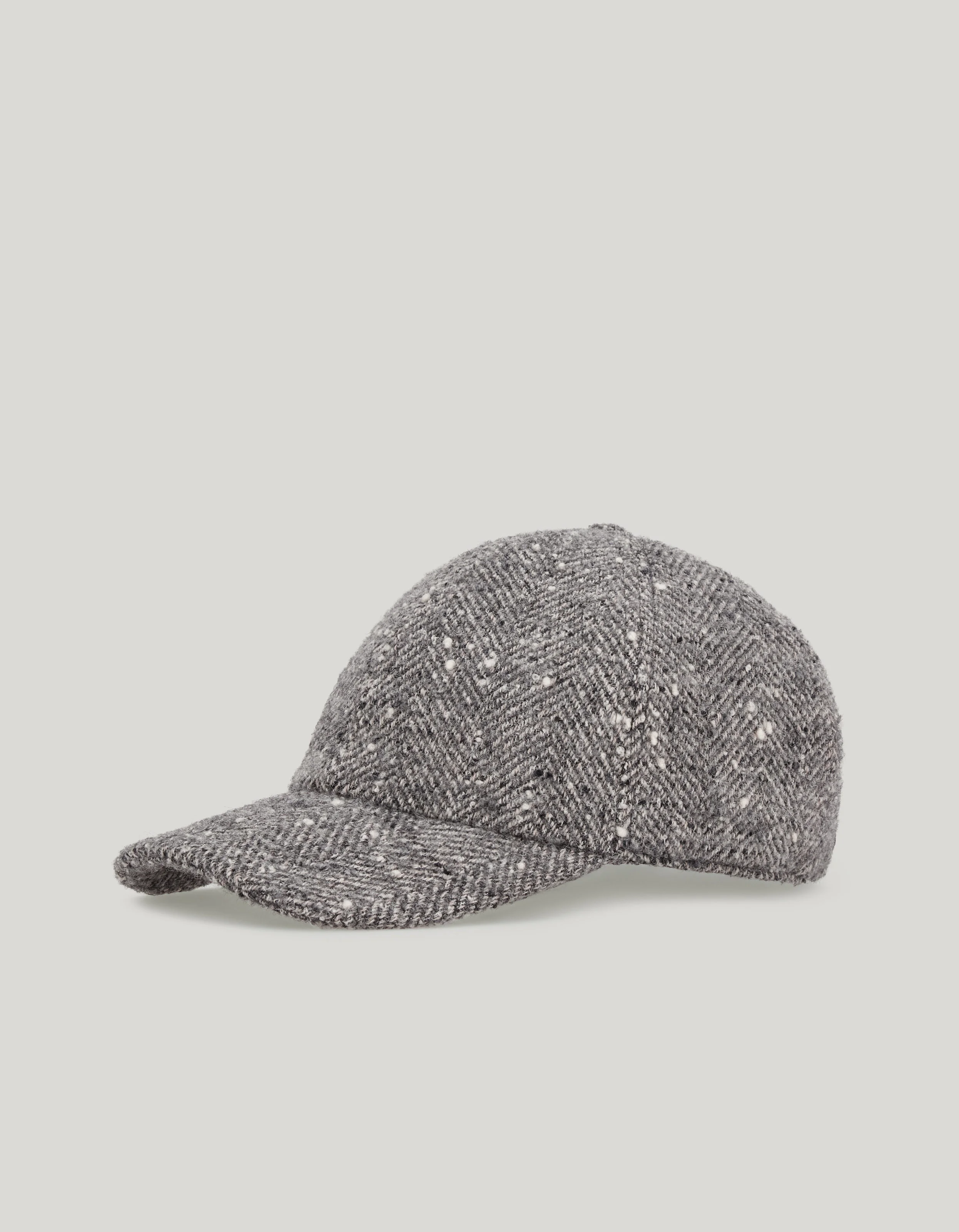 GRAY WOOL, ALPACA AND TECHNICAL FIBER BLEND BASEBALL CAP - 1
