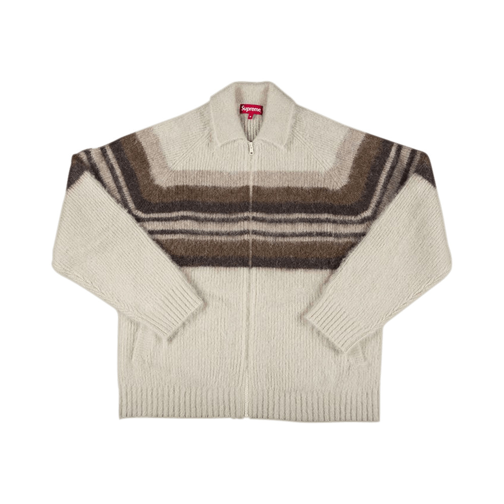 Supreme Brushed Wool Zip Up Sweater 'Cream' - 1