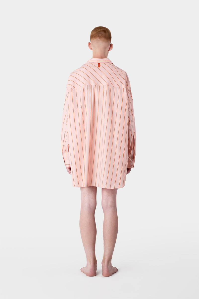 MEGA OVER SHIRT W/ CUTS / pink stripes 8