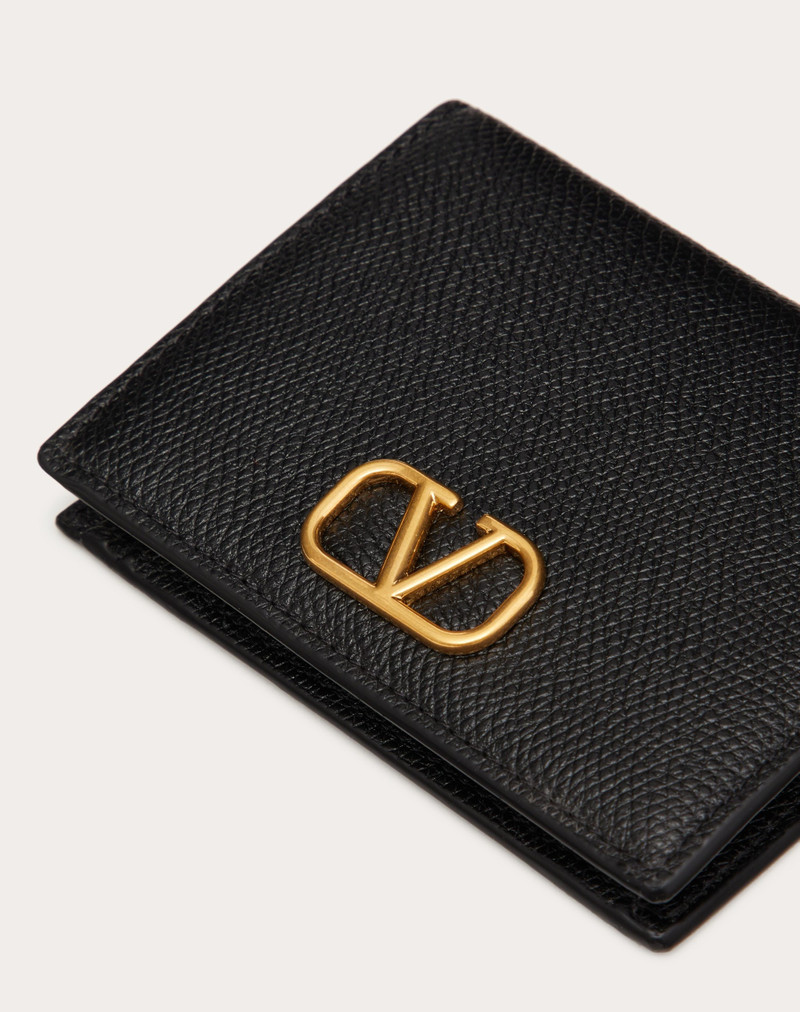 COMPACT VLOGO SIGNATURE GRAINY CALFSKIN WALLET 2