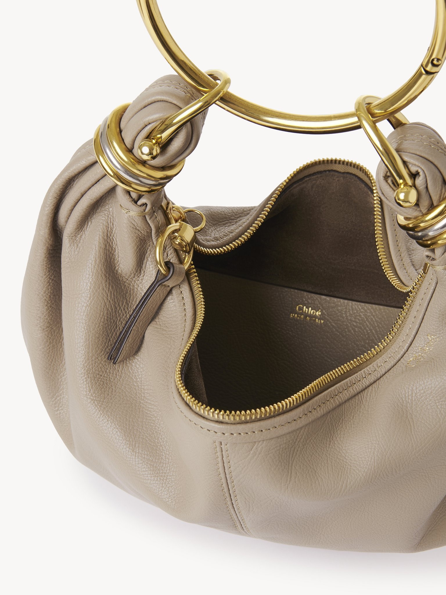 SMALL BRACELET HOBO BAG IN GRAINED LEATHER - 6