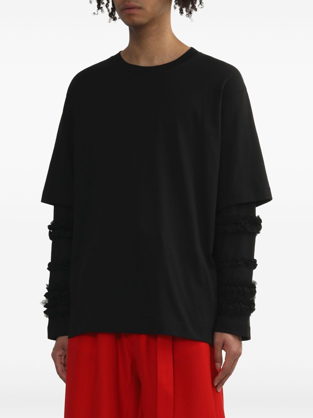 ruffle-detailing T-shirt - 3