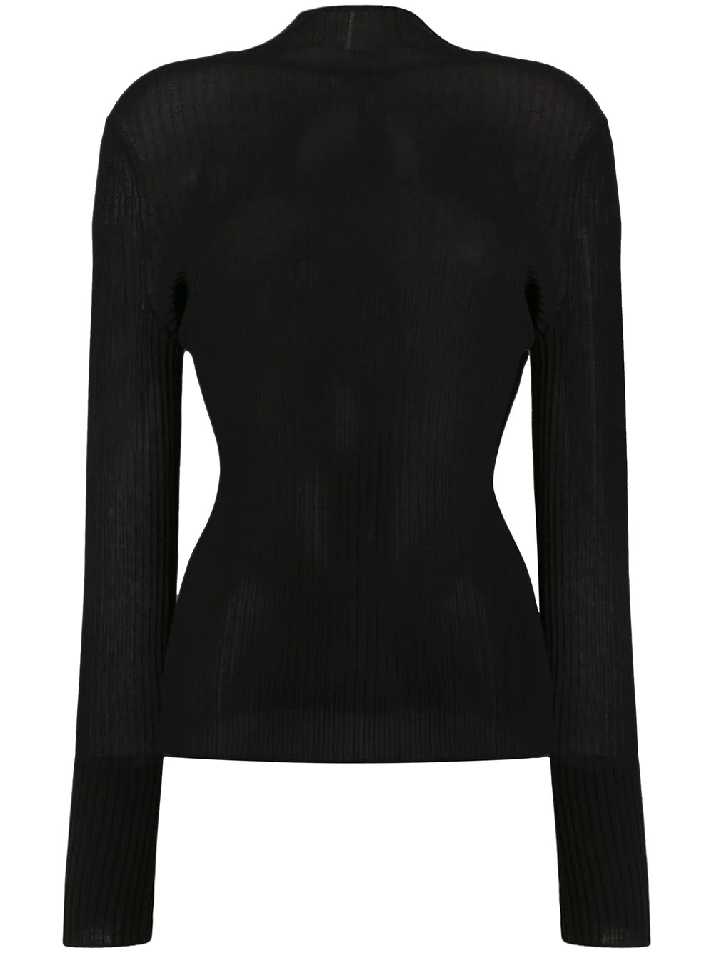 long sleeve sheer ribbed top - 1