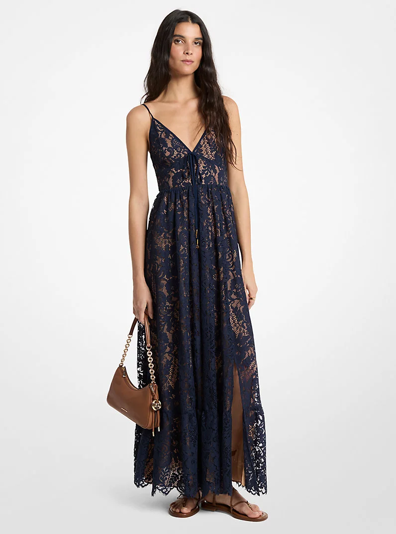 Corded Floral Lace Maxi Dress - 1