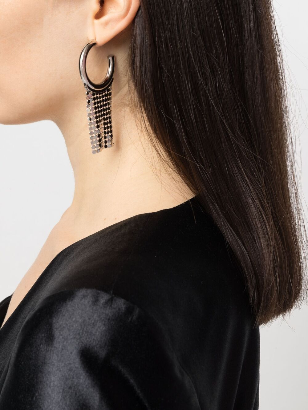 mesh-trimmed hoop earrings - 2