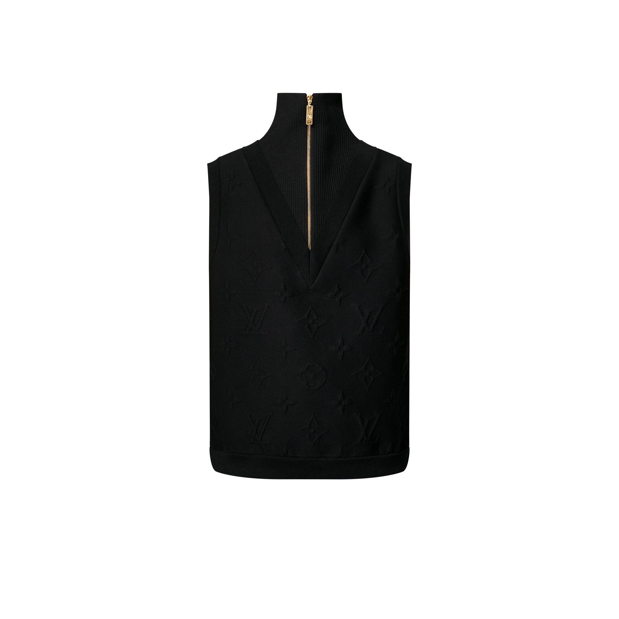 Embossed Monogram Sleeveless Sweater - 1