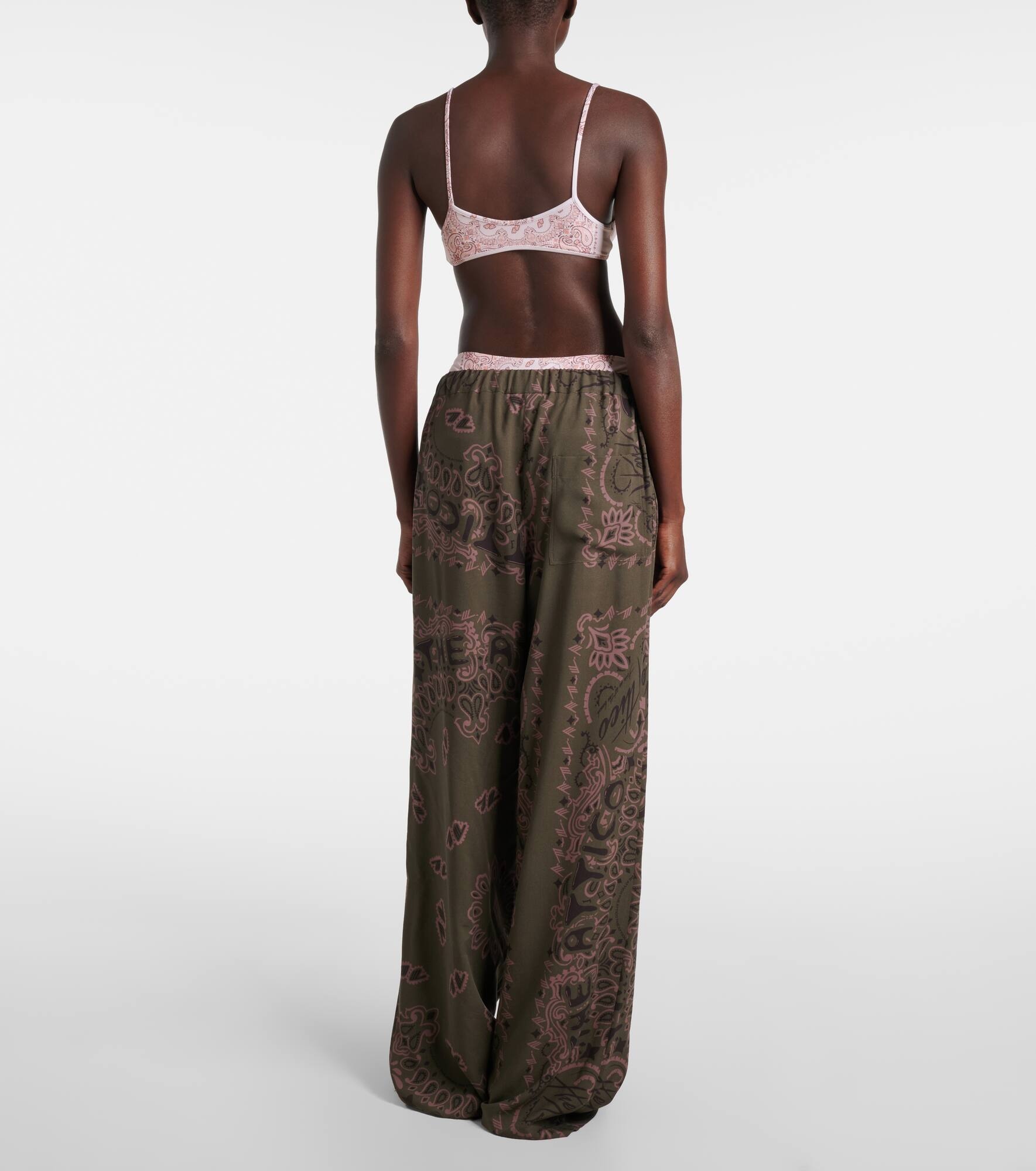 Printed wool gabardine wide-leg pants - 3