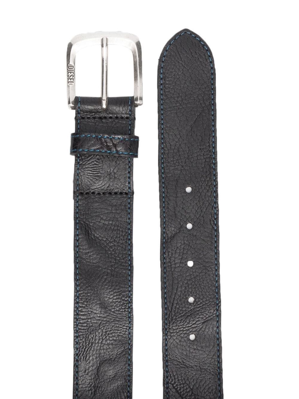 contrast-stitch leather buckle belt - 2