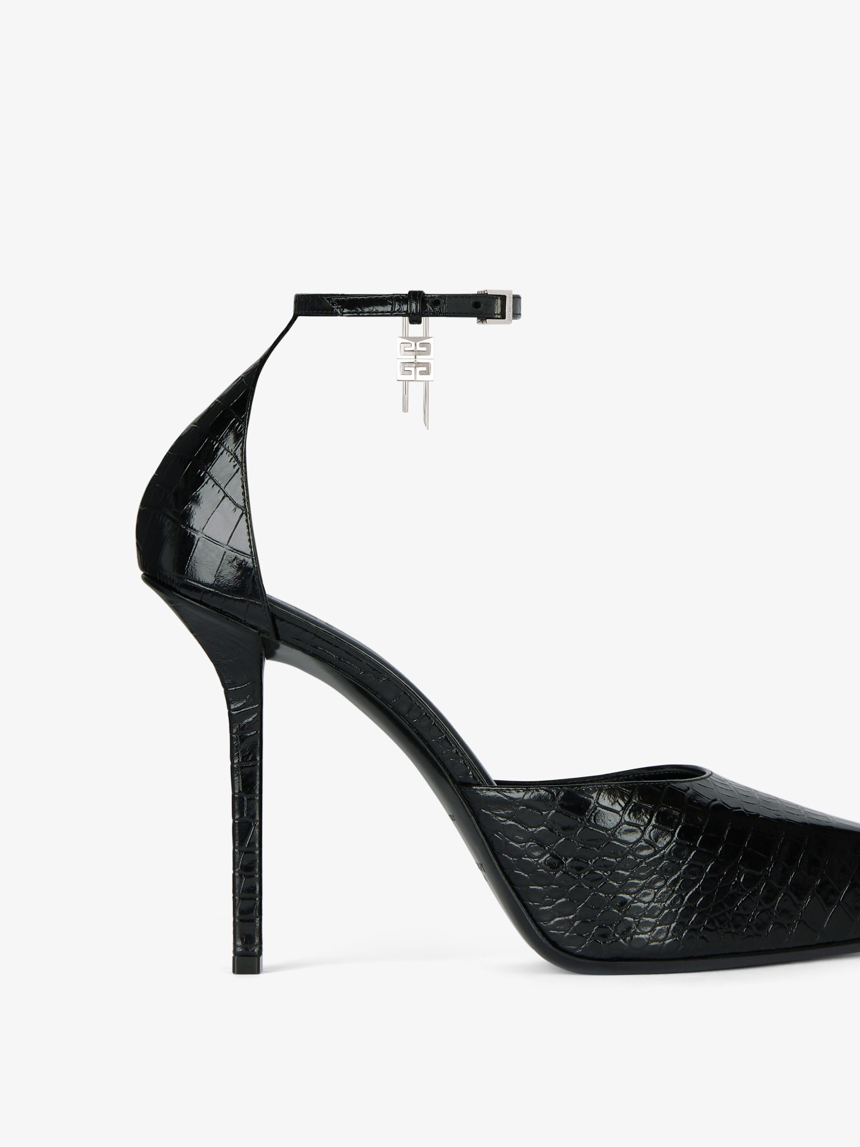 G-LOCK PLATFORM PUMPS IN CROCODILE EFFECT LEATHER - 7