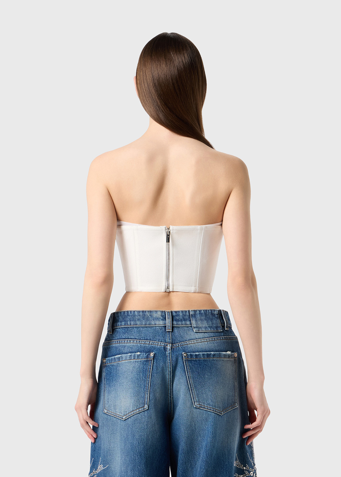 TOP BUSTIER IN CREPE WITH SHAPED NECKLINE - 4