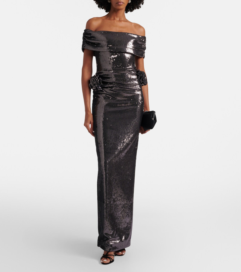 ROLAND MOURET Embellished floral-appliqué gown outlook