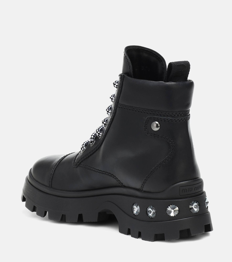 Miu Miu Embellished leather ankle boots outlook