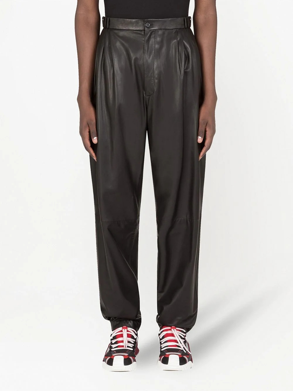 lambskin leather tapered trousers - 3
