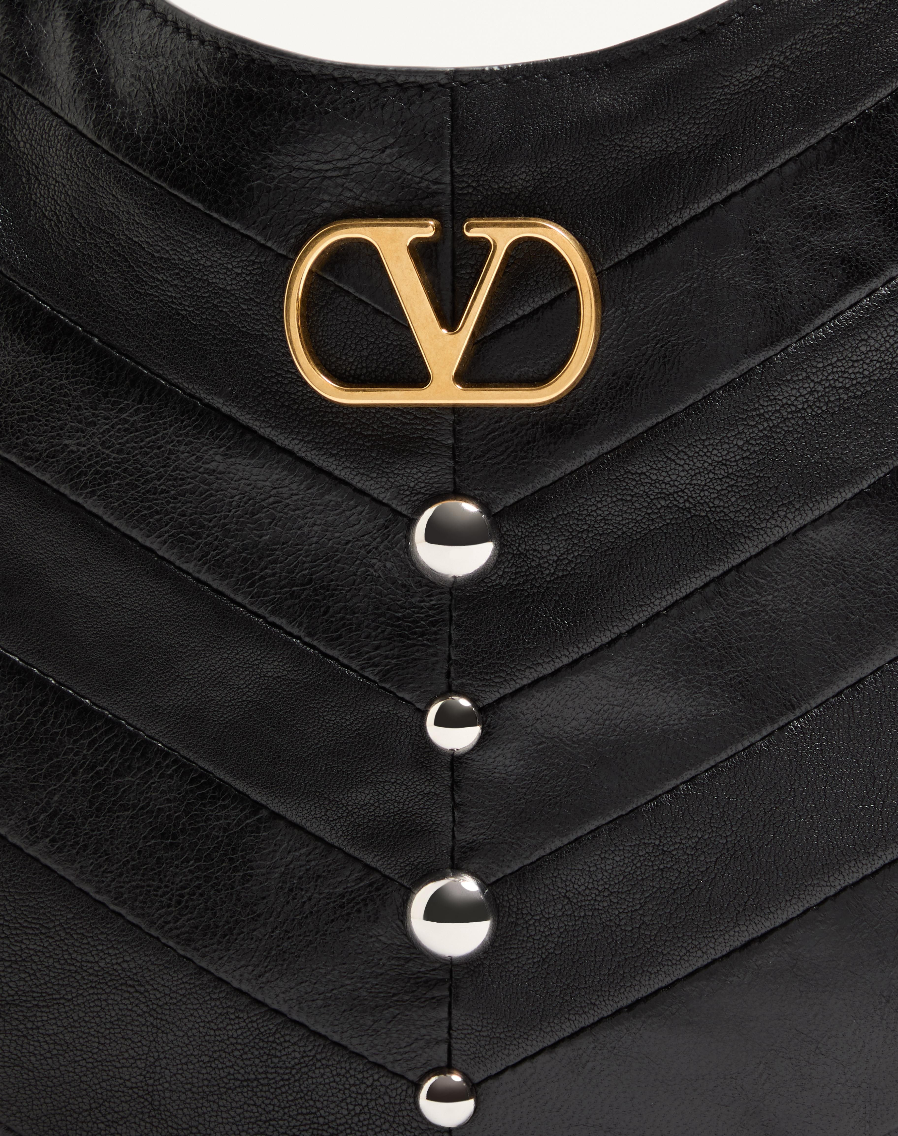 VALENTINO GARAVANI HOBOHO SMALL NAPPA LEATHER HOBO BAG WITH CHEVRON PATTERN AND STUDS - 8